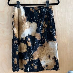 Cow Print Furry Skirt